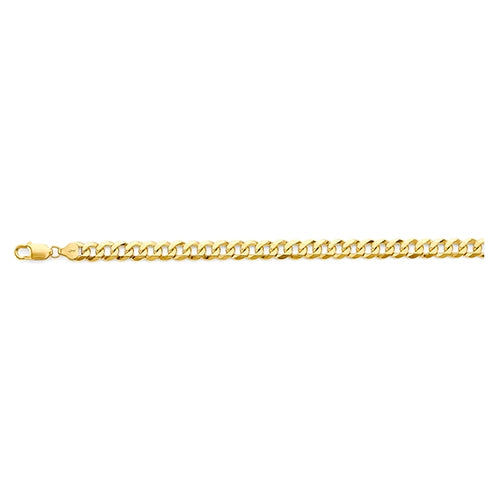 14K Yellow Gold 8mm Solid Bevelled Curb Chain