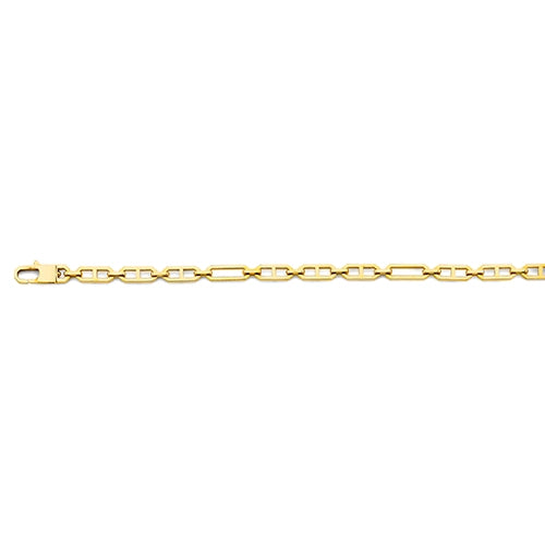 14K Yellow Gold 6mm Hollow Mariner 3+1 Chain