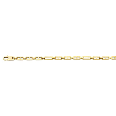 14K Yellow Gold 6mm Hollow Mariner 3+1 Chain
