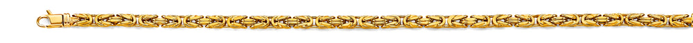 14K Yellow Gold 3.5mm Hollow Round Byzantine Chain
