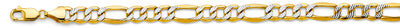 14K Two Tone 8.6mm Hollow Bevel Figaro 3+1 WP Chain