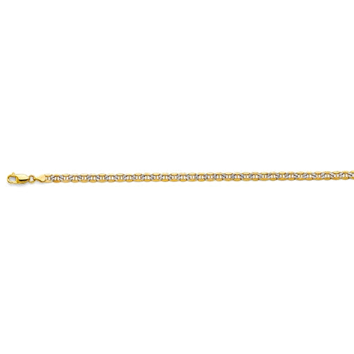 14K Two Tone Gold 4.8mm Hollow Mariner WP Chain