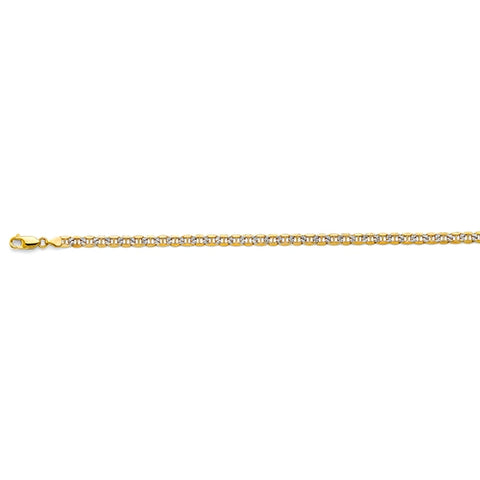 14K Two Tone Gold 4.8mm Hollow Mariner WP Chain