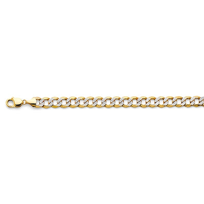 14K Two Tone Gold 10.8mm Hollow Bevelled Curb WP Chain