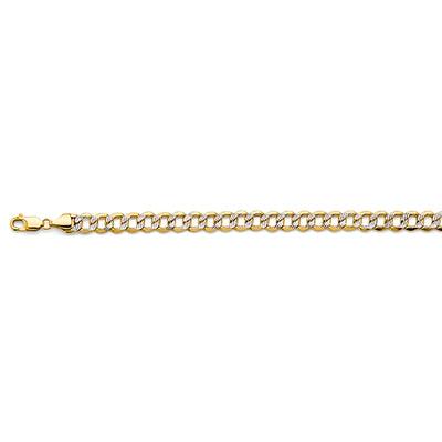 14K Two Tone Gold 8.9mm Hollow Bevelled Curb WP Chain