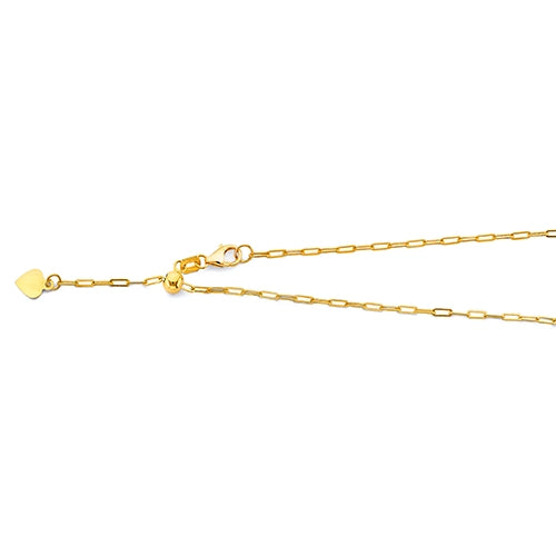 14K Yellow Gold 1.5mm Adjustable Paper Clip Chain