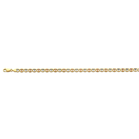 14K Tri Color Gold 5.4mm Flat Mariner Star DC Chain