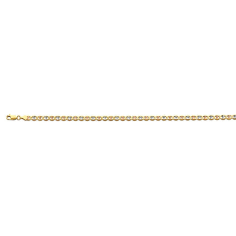 14K Tri Color Gold 4.3mm Flat Mariner Star DC Chain