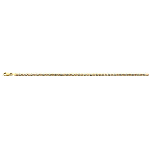 14K Tri Color Gold 3.1mm Flat Mariner Star DC Chain