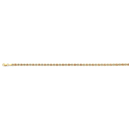 14K Tri Color Gold 3.1mm Flat Valentino Star DC Chain