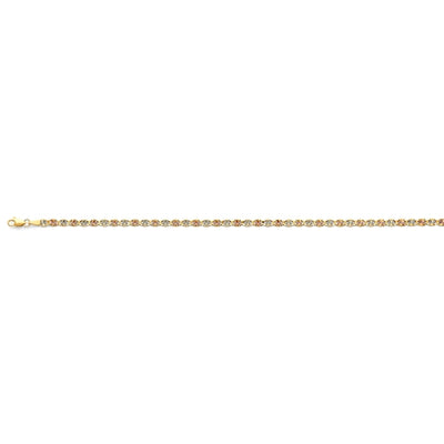 14K Tri Color Gold 3.1mm Flat Valentino Star DC Chain