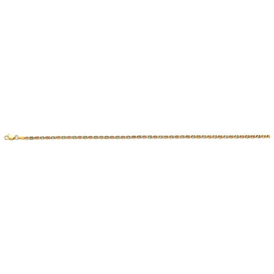 14K Tri Color Gold 2.3mm Flat Valentino Star DC Chain