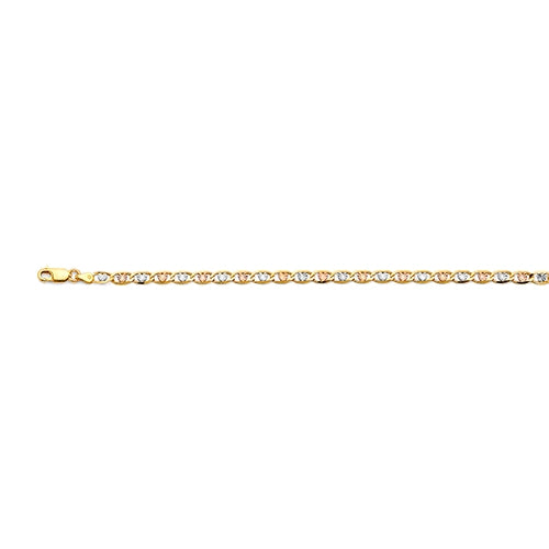 14K Tri Color Gold 4.2mm Heart Valentino Star DC Chain