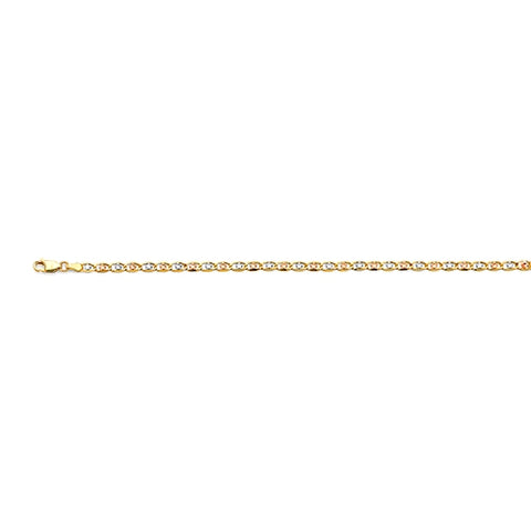 14K Tri Color Gold 3.2mm Flower Valentino Star DC Chain