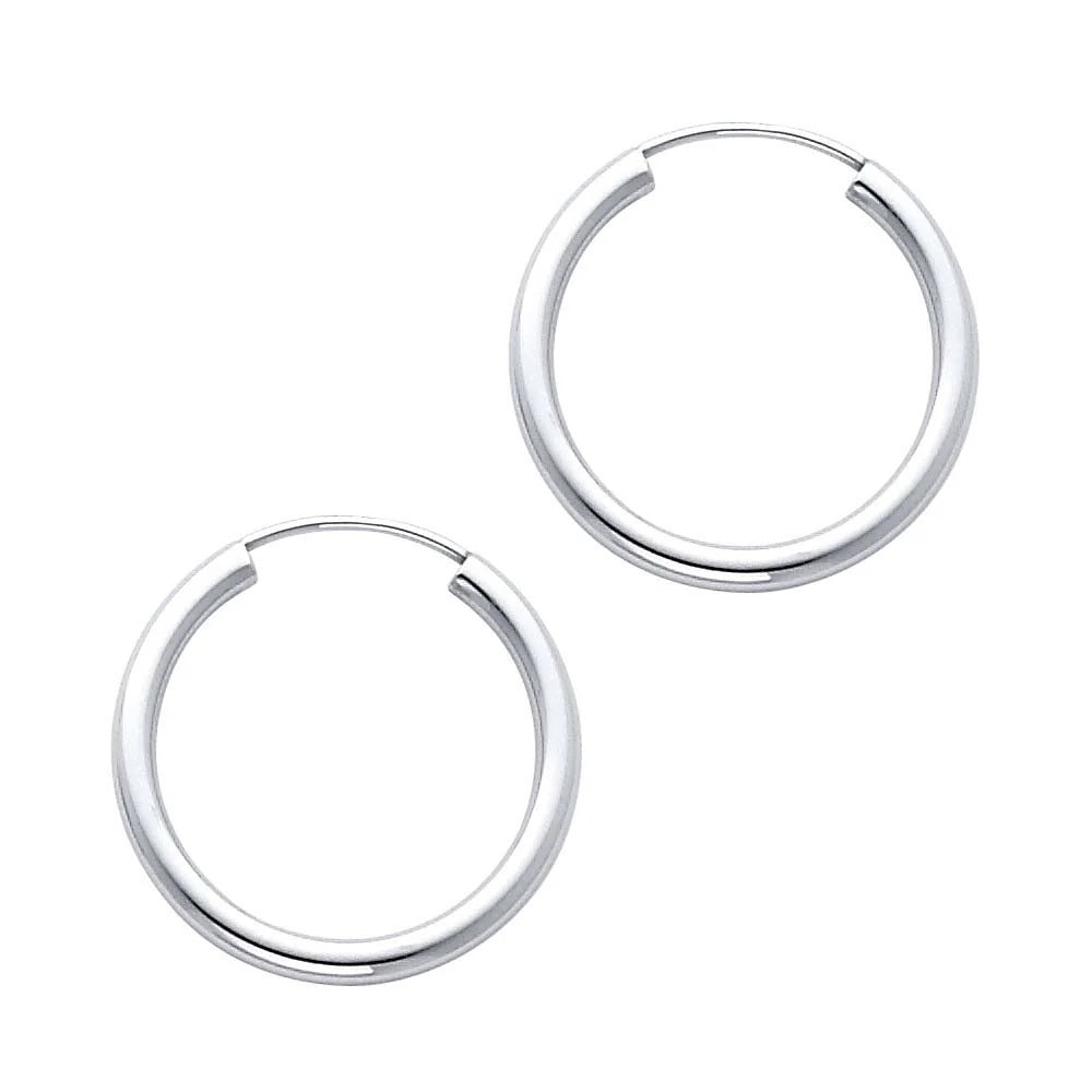 14K White Gold 2mm Hoop Earrings