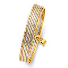 Load image into Gallery viewer, 14K Tri Color Gold 7Days Hollow Bangle