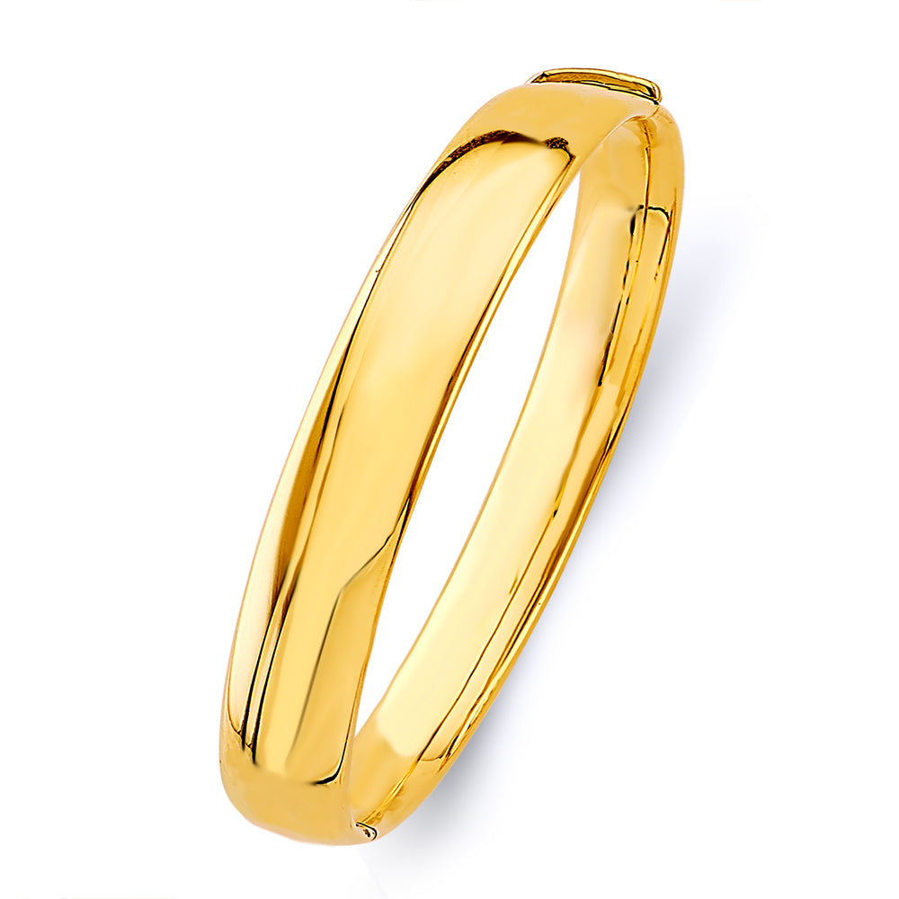 14K Yellow Gold 10mm Plain Hollow Oval Bangle