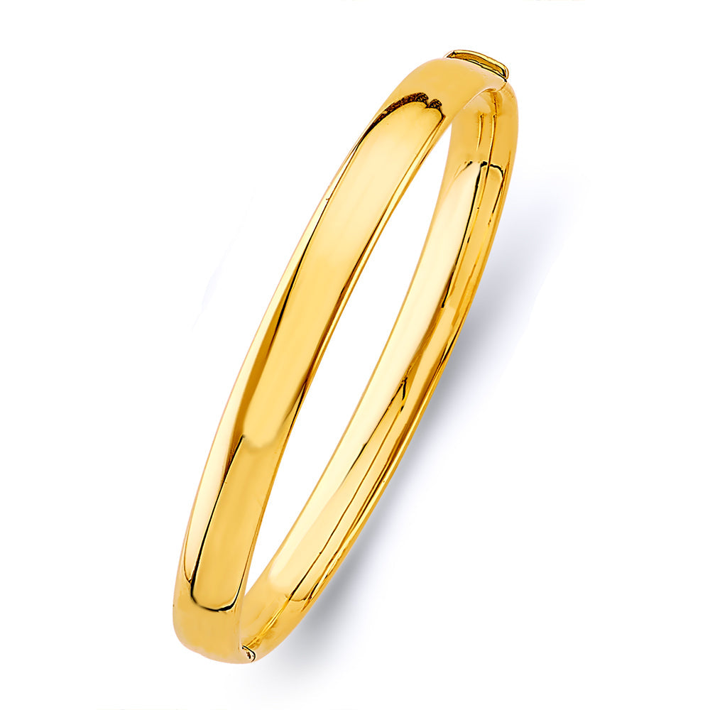 14K Yellow Gold 7mm Plain Hollow Oval Bangle