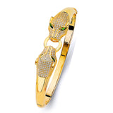 14K Yellow Gold CZ Panther Oval Bangle