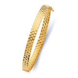 14K Yellow Gold Square Hollow Oval Bangle