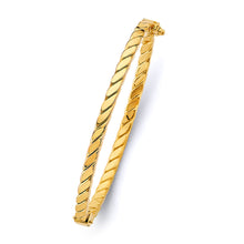 Load image into Gallery viewer, 14K Yellow Gold Square Tube Hollow Braided Oval Bangle