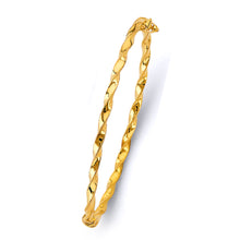 Load image into Gallery viewer, 14K Yellow Gold Curled Hollow Tube Oval Bangle