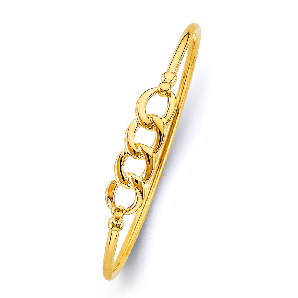 14K Yellow Gold Curb Hollow Oval Bangle