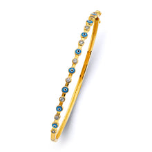 Load image into Gallery viewer, 14K Yellow Gold CZ Evil Eye Oval Bangle