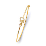 14K Yellow Gold CZ Light Heart Flexible Bangle