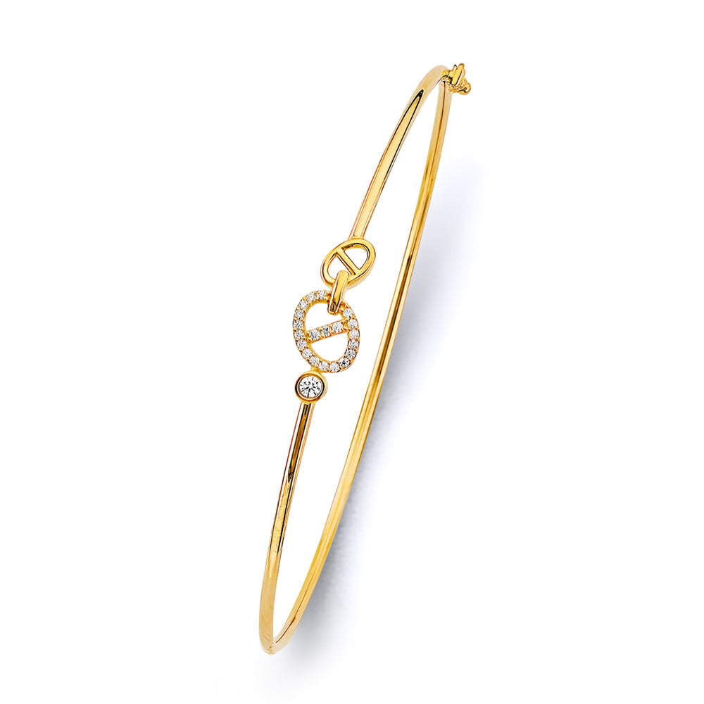 14K Yellow Gold CZ Light Mariner Flexible Bangle