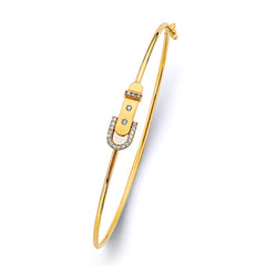 14K Yellow Gold CZ Light Belt Shape Flexible Bangle