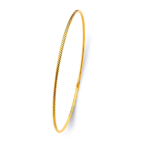 14K Yellow Gold 1.5mm Light Braided Bangle