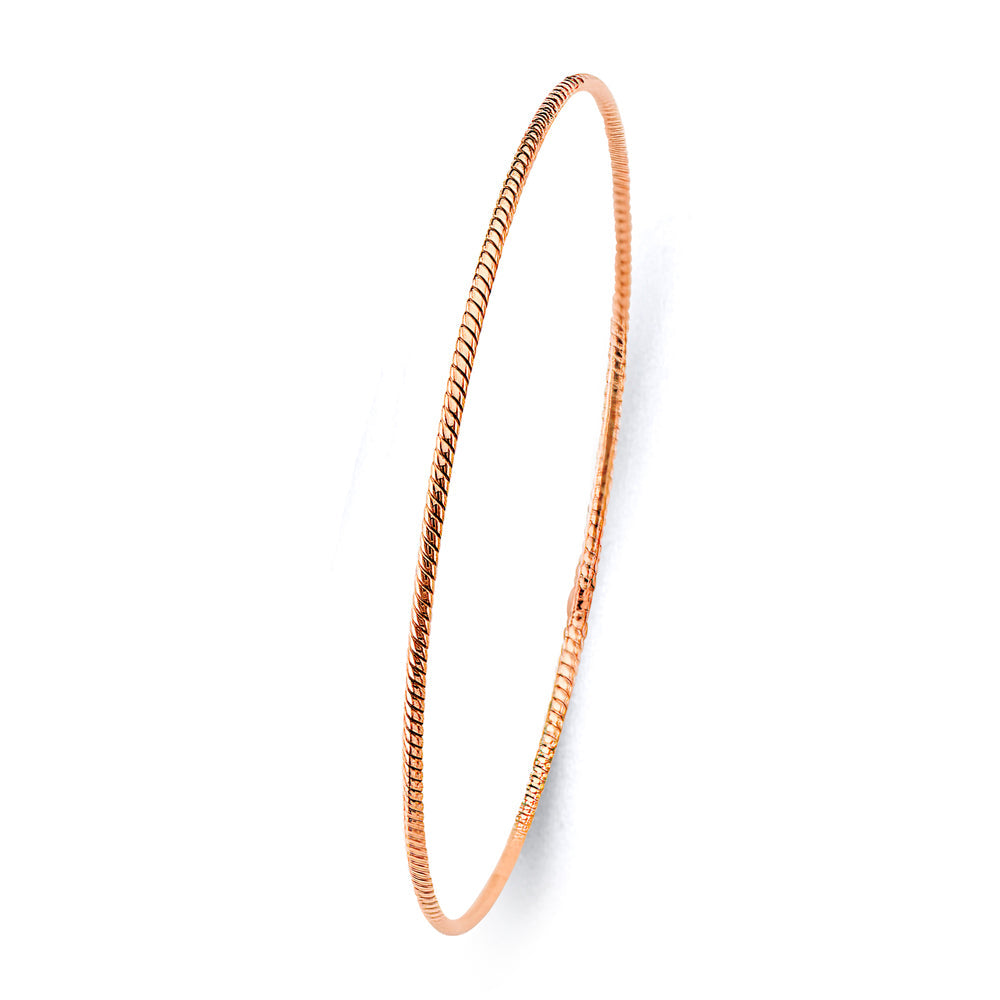 14K Pink Gold 1.5mm Light Braided Bangle