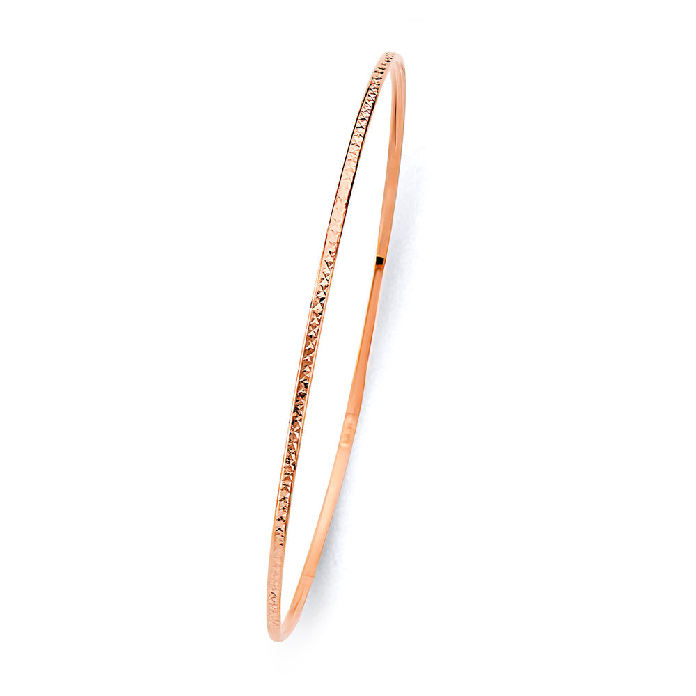 14K Pink Gold 1.5mm Light DC Bangle