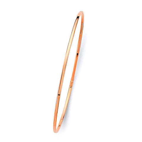 14K Pink Gold 1.5mm Light Plain Bangle