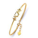 14K Yellow Gold Adjustable MOM Oval Bangle