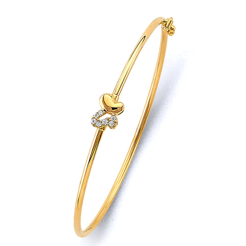 14K Yellow Gold CZ Baby Flexible Bangle With Butterfly