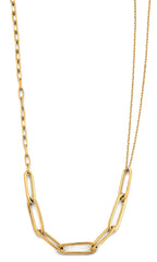 14K Yellow Gold Paperclip With Different Link Necklace