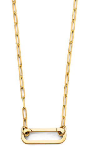 14K Yellow Gold Paperclip Lock Necklace