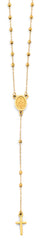 14K Yellow Gold 2mm DC Ball Rosary Necklace With Virgin Mary