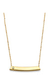 14K Yellow Gold Curved CZ Square Engravable Bar Necklace