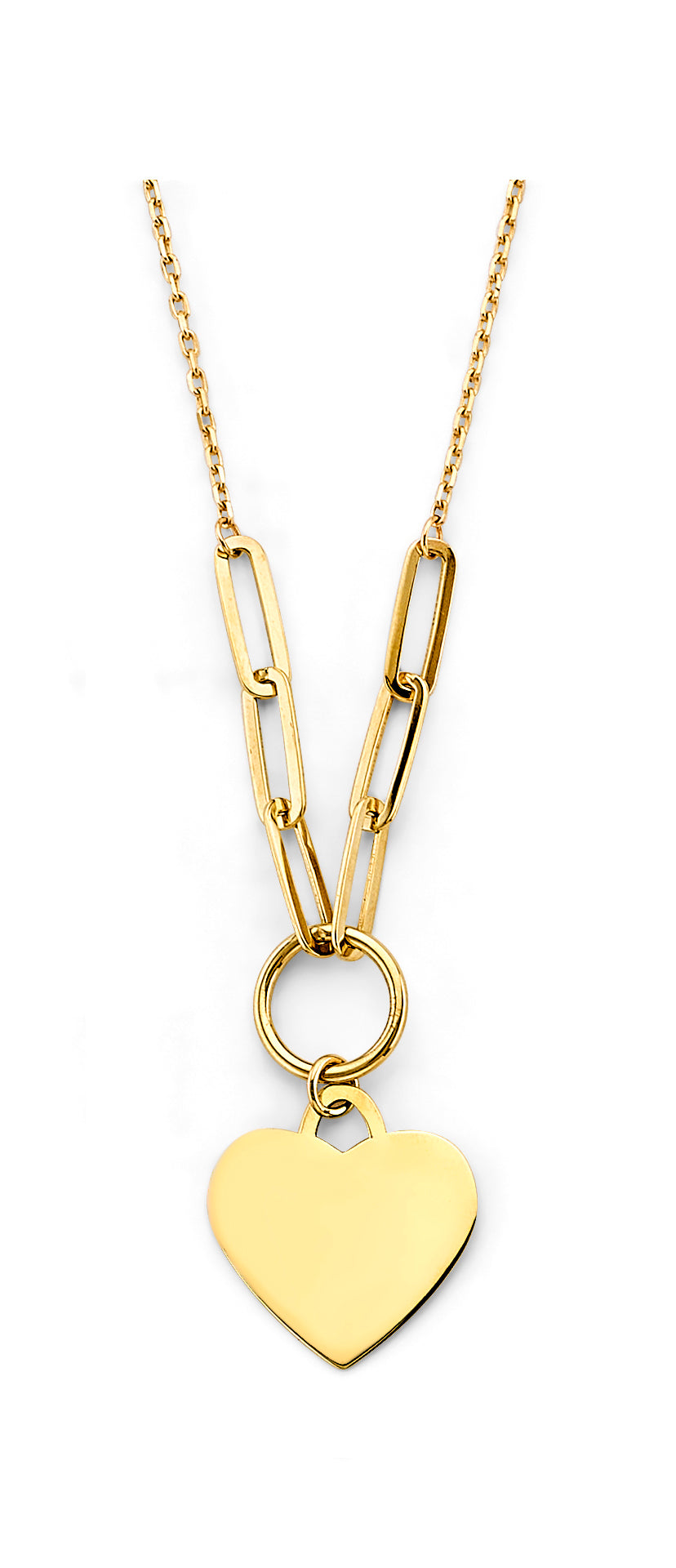 14K Yellow Gold Engravable Heart Pendant Necklace