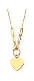 14K Yellow Gold Engravable Heart Pendant Necklace