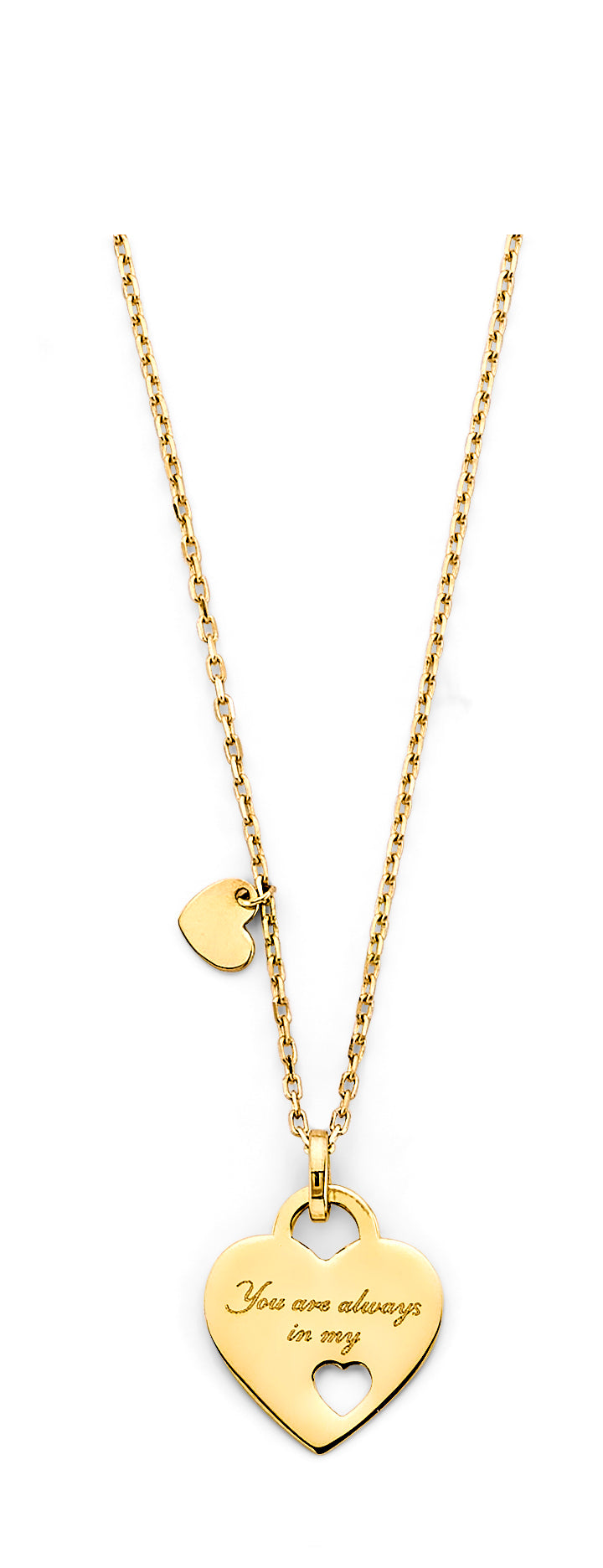 14K Yellow Gold You Are Always in My Heart Necklace, Length 17" + 1" Extension