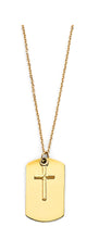 Load image into Gallery viewer, 14K Yellow Gold Engravable Dog Tag With Cross Necklace