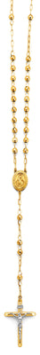 14K Two Tone Gold 4mm Disco Ball Rosary Necklace