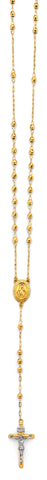 14K Two Tone Gold 3mm Disco Ball Rosary Necklace