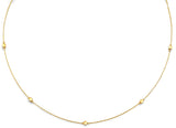 14K Yellow Gold String Necklace With Square And Round Ball