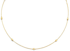 14K Yellow Gold String Necklace With Square And Round Ball