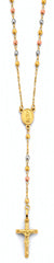 14K Tri Color Gold 2.5mm Disco Ball Rosary Necklace